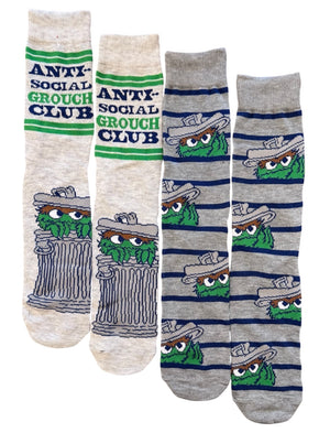 SESAME STREET Men’s 2 Pair of OSCAR THE GROUCH Socks ‘Anti-Social Grouch Club’ - Novelty Socks And Slippers