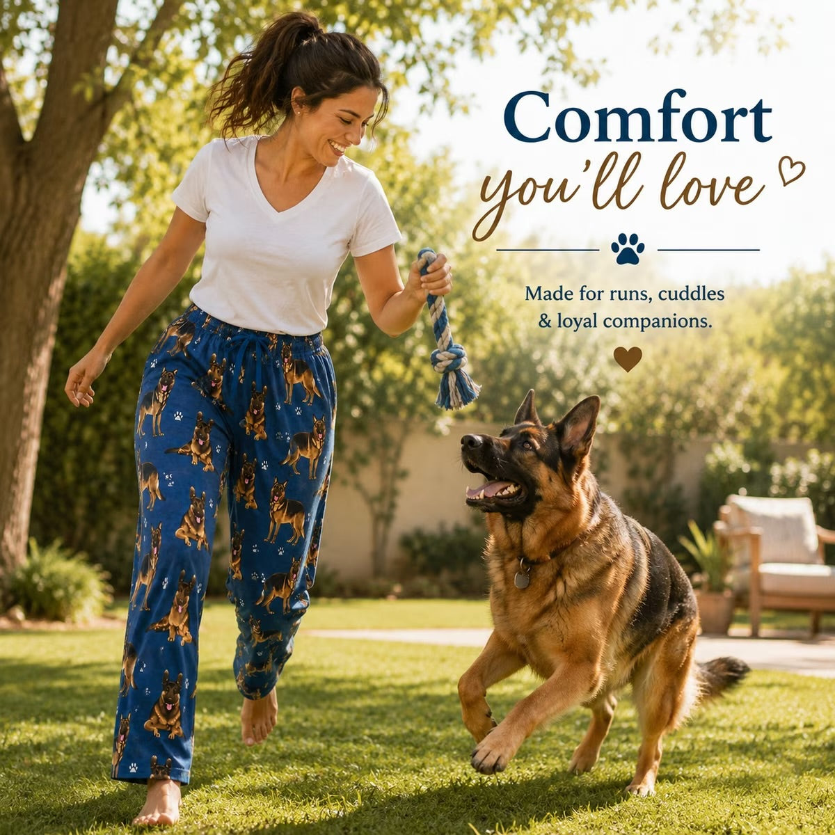 GERMAN SHEPHERD Dog Adult Unisex PAJAMA BOTTOMS COMFIES Brand By E&S PETS (CHOOSE SIZE)