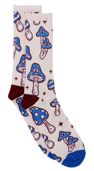 PARQUET Brand Men’s BLUE MUSHROOM Socks MUSHROOMS ALL OVER - Novelty Socks And Slippers