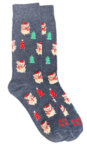 FUNKY SOCKS Brand Men’s CHRISTMAS Socks PIGS & CHRISTMAS TREES - Novelty Socks for Less
