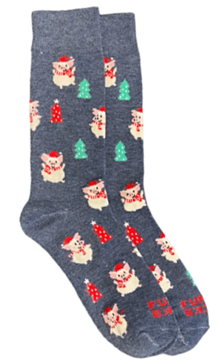 FUNKY SOCKS Brand Men’s CHRISTMAS Socks PIGS & CHRISTMAS TREES