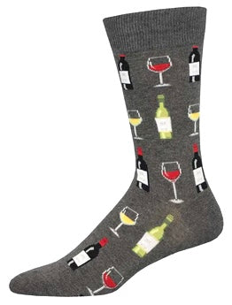 SOCKSMITH Brand Men’s FINE WINE Socks BOTTLES & GLASSES OF WINE - Novelty Socks And Slippers