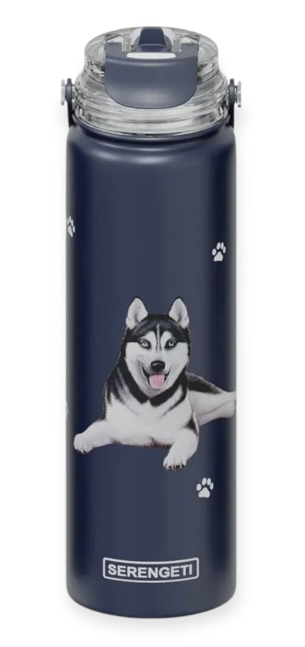 SIBERIAN HUSKY Dog Stainless Steel 24 oz. Water Bottle SERENGETI Brand By E&S Pets