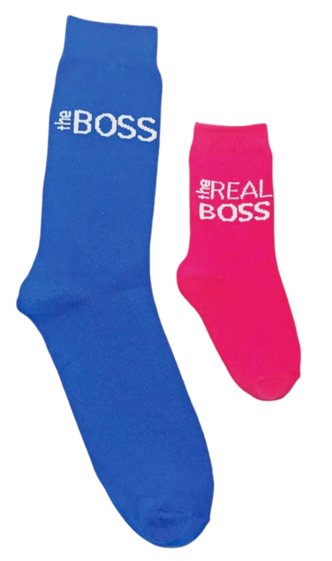 SIDEKICKS By Piero Liventi Adult & Child Sock Set ‘THE BOSS’ ‘THE REAL BOSS