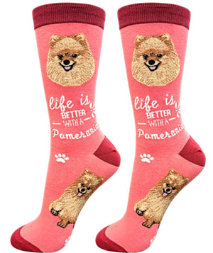 POMERANIAN Dog Unisex Socks By E&S Pets CHOOSE SOCK DADDY, HAPPY TAILS, LIFE IS BETTER - Novelty Socks for Less