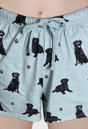 COMFIES LOUNGE PJ SHORTS Ladies BLACK LABRADOR Dog By E&S PETS - Novelty Socks And Slippers