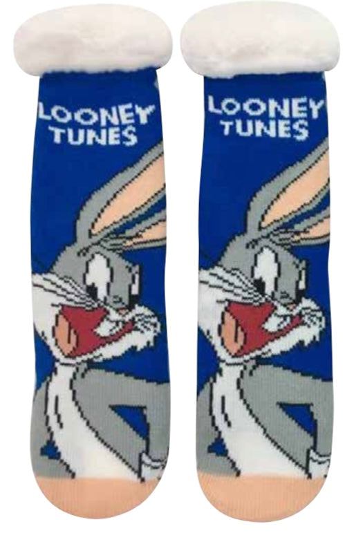 LOONEY TUNES Ladies BUGS BUNNY SHERPA LINED GRIPPER BOTTOM SLIPPER SOCKS