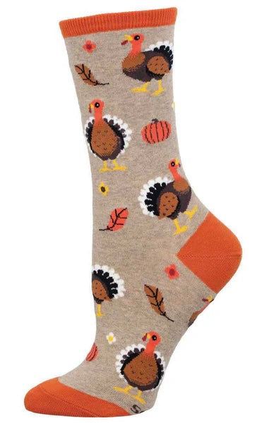 SOCKSMITH Brand Ladies THANKSGIVING TURKEY Socks ‘LET’S TALK TURKEY’