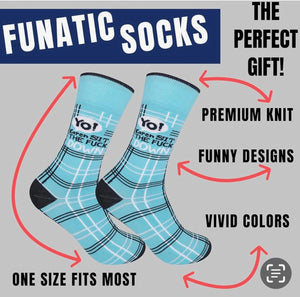 FUNATIC Brand Unisex Socks ‘YO! KAREN SIT THE FUCK DOWN’ - Novelty Socks And Slippers