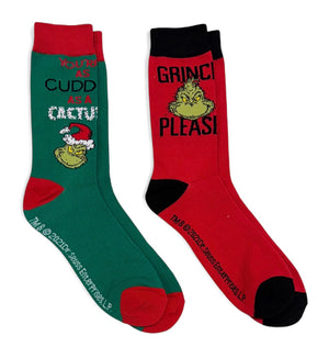 DR. SEUSS HOW THE GRINCH STOLE CHRISTMAS Men’s 2 Pair Of Socks 'GRINCH PLEASE' - Novelty Socks And Slippers