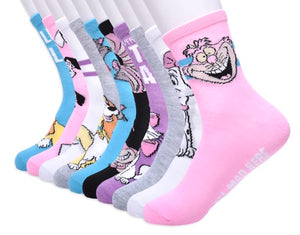 DISNEY Ladies 10 Pair Of CATS & DOGS Socks CHESHIRE, LADY, TRAMP, BERLIOZ, PONGO