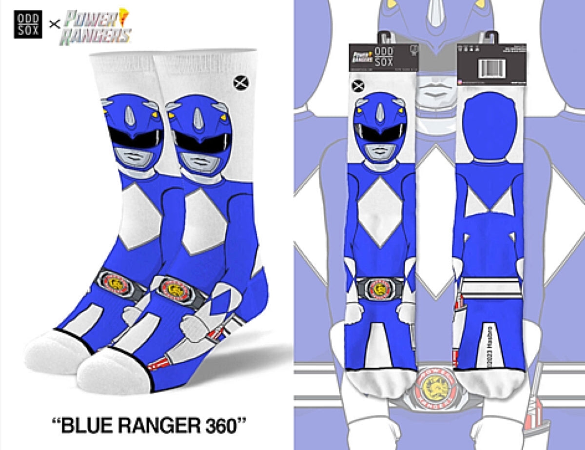 POWER RANGERS Men’s BLUE RANGER 360 Socks ODD SOX Brand | Novelty Socks ...