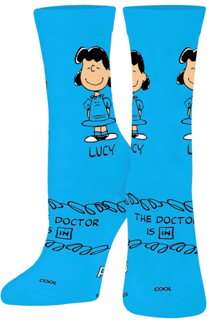 PEANUTS Unisex LUCY Socks ‘THE DOCTOR IS IN’ COOL SOCKS Brand - Novelty Socks for Less