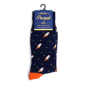 PARQUET Brand Men’s SPACESHIP Socks With STARS - Novelty Socks And Slippers