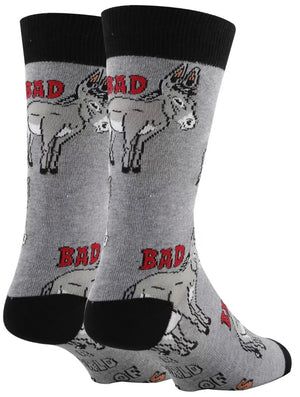 OOOH YEAH Brand Men’s DONKEY Socks ‘IN A WORLD FULL OF UNICORNS BE A BAD ASS’ - Novelty Socks And Slippers