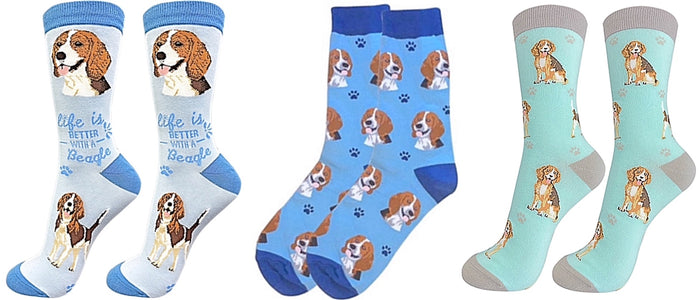 BEAGLE Dog Unisex Socks By E&S Pets (CHOOSE SOCK DADDY, LIFE IS BETTER, HAPPY TAILS)
