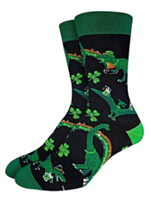 GOOD LUCK SOCK Brand Men’s ST. PATRICKS DAY DINOSAUR Socks - Novelty Socks And Slippers