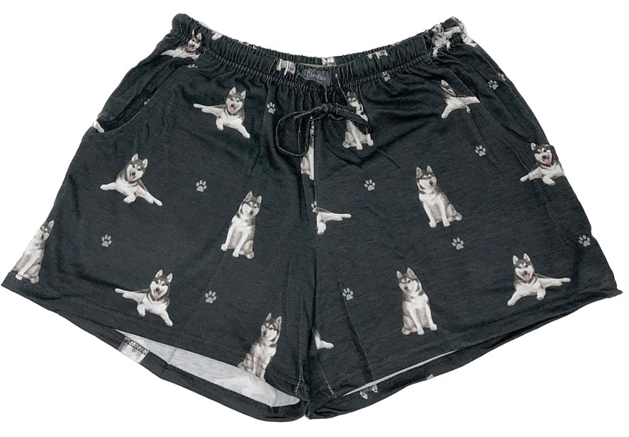 COMFIES Brand LOUNGE PJ SHORTS Ladies SIBERIAN HUSKY By E&S PETS - Novelty Socks And Slippers