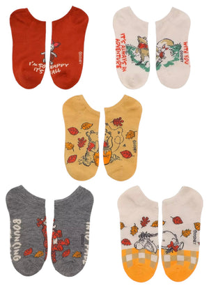 DISNEY WINNIE THE POOH Ladies AUTUMN 5 Pair Of No Show Socks ‘IT’S ALWAYS AN ADVENTURE WITH YOU’