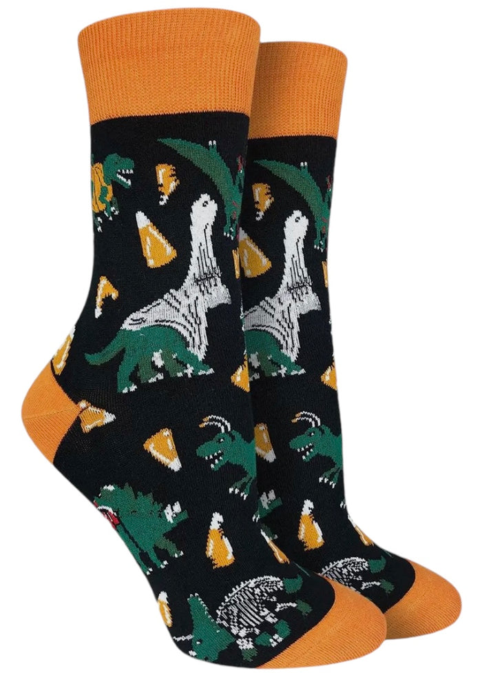 GOOD LUCK SOCK Brand Ladies HALLOWEEN Socks DINOSAURS IN COSTUMES