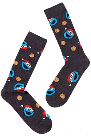 SESAME STREET MEN’S COOKIE MONSTER CHRISTMAS SOCKS WITH COOKIES - Novelty Socks for Less