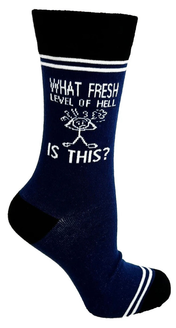 HEY NOW Brand By Fabdaz Unisex WHAT FRESH LEVEL OF HELL IS THIS? Socks