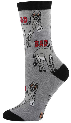OOOH YEAH Brand Ladies DONKEY Socks ‘IN A WORLD FULL OF UNICORNS BE A BAD ASS’ - Novelty Socks And Slippers