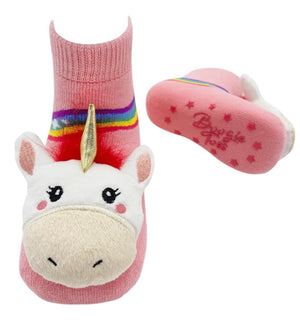 UNICORN Baby Unisex RATTLE GRIPPER BOTTOM Socks BIOGIE TOES Brand By PIERO LIVENTI - Novelty Socks And Slippers