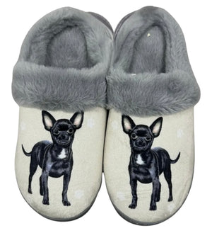 SNUGGS Memory Foam CHIHUAHUA (FAWN Or BLACK) Dog Non Slip Slippers By E&S Pets (Choose Size)