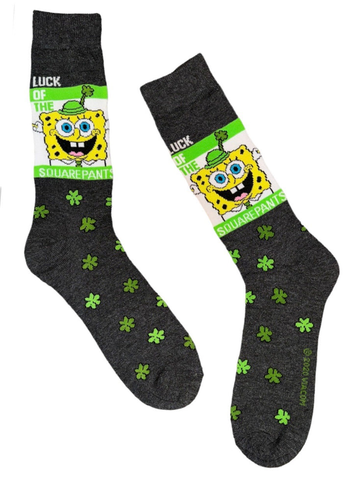 SPONGEBOB SQUAREPANTS Men’s ST. PATRICKS DAY Socks 'LUCK OF THE SQUAREPANTS'