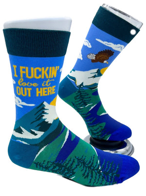 FABDAZ Brand Men’s OUTDOORS Socks ‘I FUCKING LOVE IT OUT HERE’ - Novelty Socks And Slippers