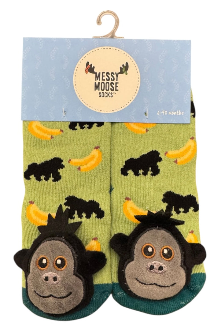GORILLA & BANANAS Unisex Gripper Bottom Socks MESSY MOOSE Brand