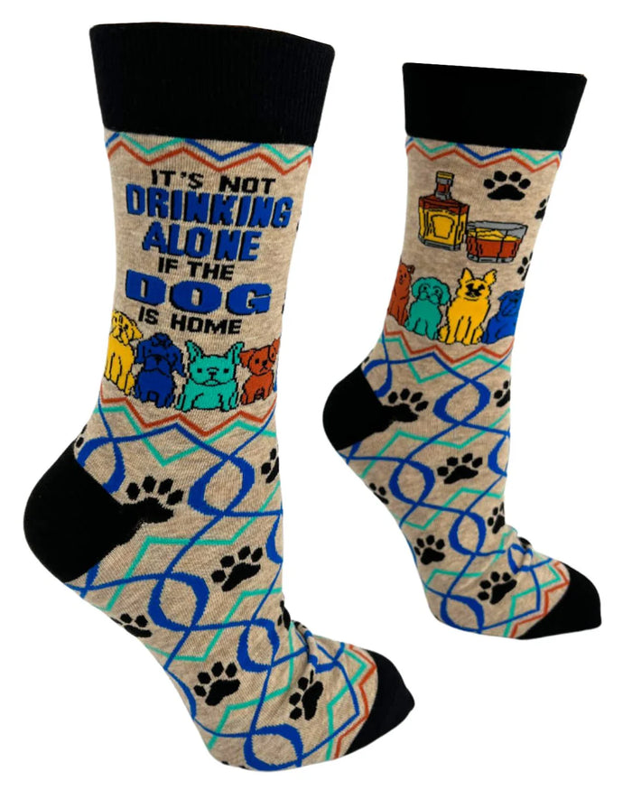 FABDAZ Brand Men’s IT’S NOT DRINKING ALONE IF THE DOG IS HOME Socks