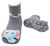 BOOGIE TOES Baby Unisex SLEEPY ELEPHANT Rattle Gripper Bottom Socks By Piero Liventi - Novelty Socks And Slippers