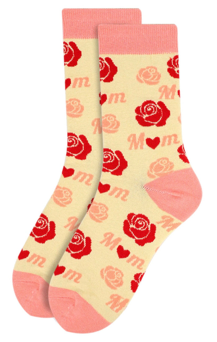 PARQUET Brand Ladies LOVE MOM Socks With Hearts & Roses