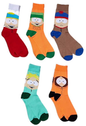 SOUTH PARK Men’s 5 Pair Of Socks STAN, KENNY, KYLE, ERIC & BUTTERS - Novelty Socks for Less