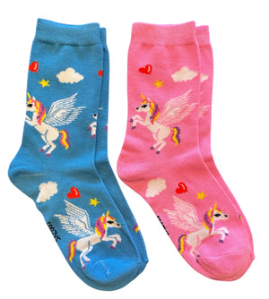UNICORN Ladies 2 Pair Of Socks FLYING UNICORNS ALL OVER FOOZYS Brand - Novelty Socks And Slippers