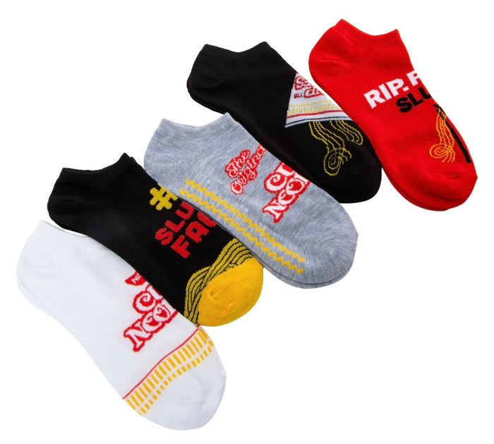 CUP NOODLES Soup Ladies 5 Pair Of Low Show Socks ‘RIP. POUR. SLURP.’