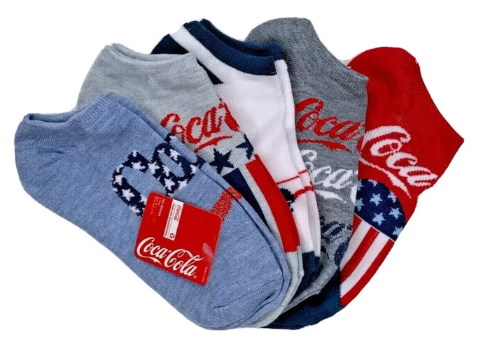 COCA COLA Soda Ladies 5 Pair Of No Show PATRIOTIC Socks