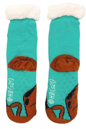 SCOOBY-DOO Ladies Sherpa Lined Gripper Bottom Slipper Socks - Novelty Socks And Slippers