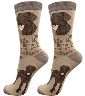 CHOCOLATE LABRADOR Dog Unisex Socks By E&S Pets - Novelty Socks for Less