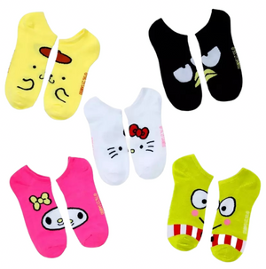 SANRIO HELLO KITTY Ladies 5 Pair Of No Show Socks KEROPPI, POMPOMPURIN, BADTZ-MARU - Novelty Socks And Slippers