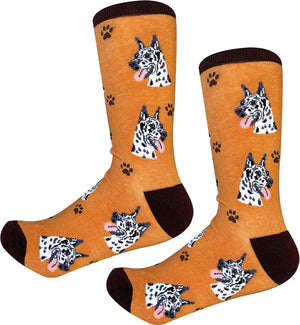 HARLEQUIN GREAT DANE Dog Adult Unisex Socks SOCK DADDY Brand By E&S Pets - Novelty Socks And Slippers