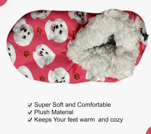 COMFIES BRAND Ladies MALTESE DOG NON-SKID SLIPPERS