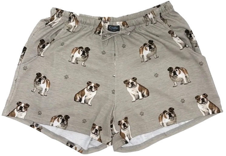 COMFIES LOUNGE PJ SHORTS Ladies BULLDOG By E&S PETS - Novelty Socks And Slippers