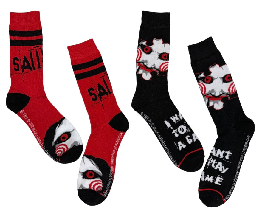 SAW The Movie Men's 2 Pair Of JIGSAW Socks 'I WANT TO PLAY A GAME