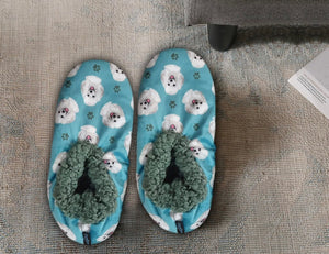 COMFIES BRAND Ladies POODLE DOG (WHITE) Non-Skid Slippers