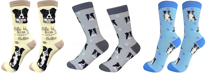 BORDER COLLIE Dog Unisex Socks By E&S Pets CHOOSE SOCK DADDY, HAPPY TAILS, LIFE IS BETTER