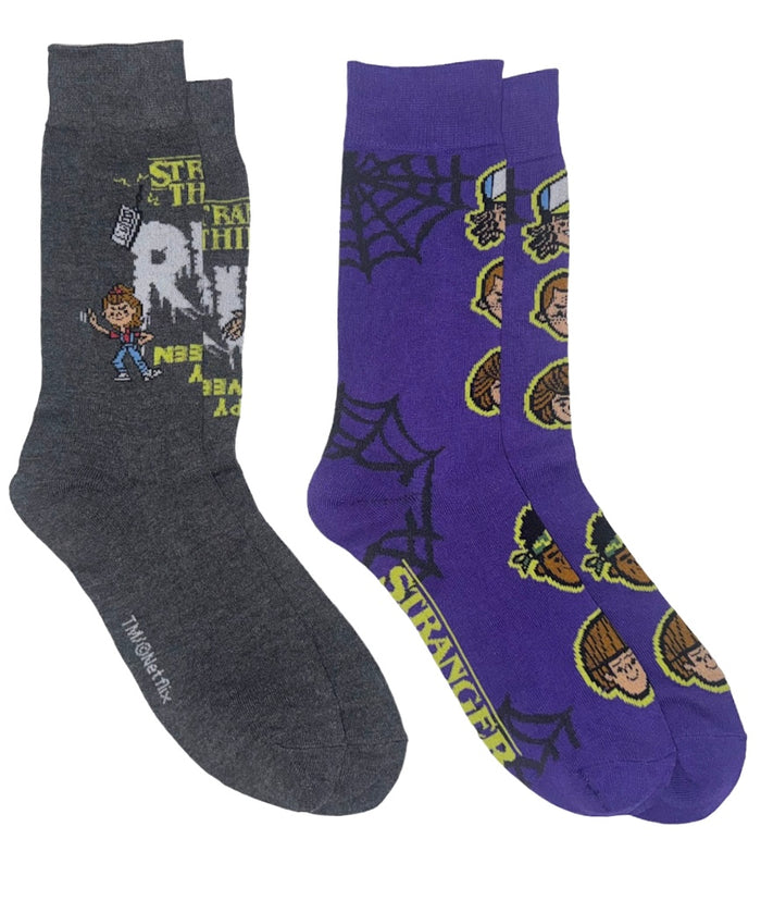 NETFLIX STRANGER THINGS Men’s 2 Pair Of HALLOWEEN Socks ‘RUN!’ ‘HAPPY HALLOWEEN’