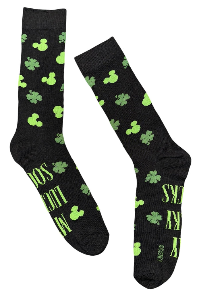 DISNEY Men’s MICKEY MOUSE SAINT PATRICKS DAY Socks Says 'MY LUCKY SOCKS'